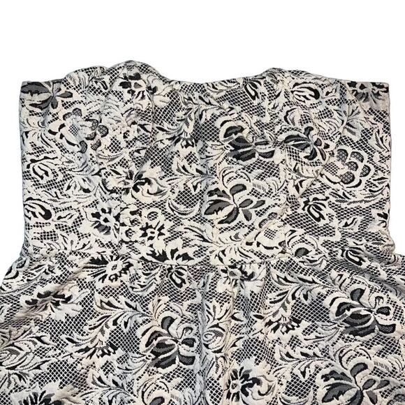 Maurices Womens Peplum Top Blouse Strapless Floral Lace Black Beige Size 0 14 - Picture 3 of 10